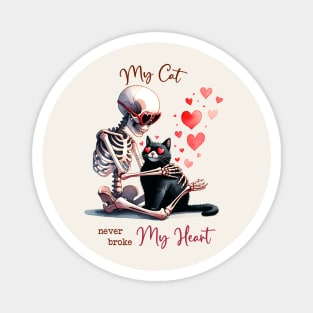 My Cat Never Broke My Heart Skeleton Valentines Day Magnet